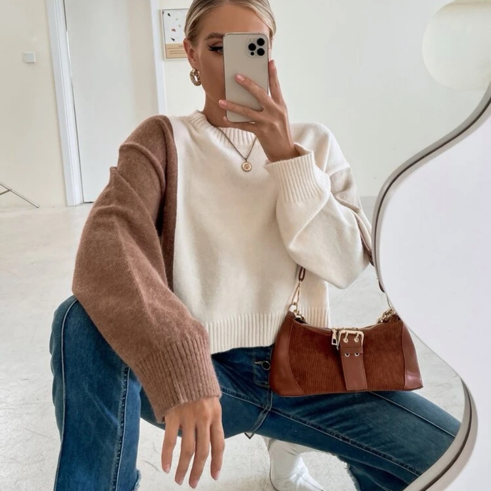Neutral toned Mock neck sweater